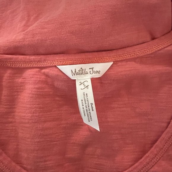 Matilda Jane Eureka Springs Embroidered Ruffle Top Size Small Coral Eyelet Tee - Picture 7 of 10